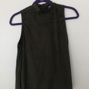 Sun & Shadow Mockneck Green Suede Tank